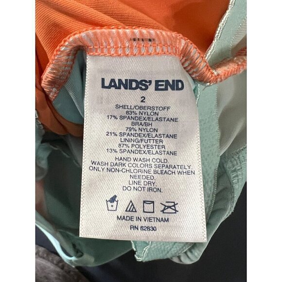 Lands End  Ruched Colorblock Tankini Top Size 2 Orange swim vacation reslrt crui - Picture 4 of 9